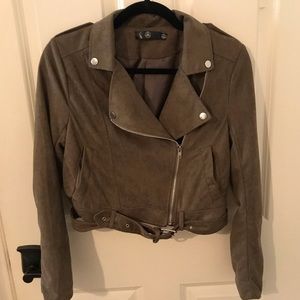 Missguided suede army green moto jacket